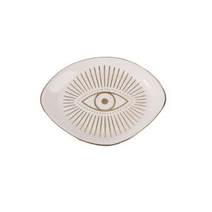 Gold‎ and White Ceramic Eye Plate